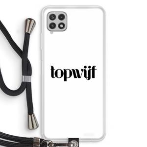 CaseCompany Topwijf Wit: Samsung Galaxy A22 4G Transparant Hoesje met koord