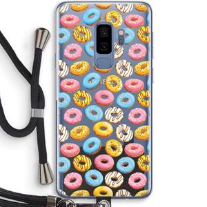 CaseCompany Pink donuts: Samsung Galaxy S9 Plus Transparant Hoesje met koord