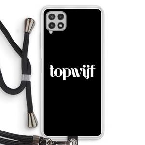 CaseCompany Topwijf Zwart: Samsung Galaxy A22 4G Transparant Hoesje met koord