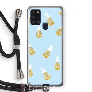 CaseCompany Ananasjes: Samsung Galaxy A21s Transparant Hoesje met koord