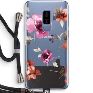 CaseCompany Geschilderde bloemen: Samsung Galaxy S9 Plus Transparant Hoesje met koord