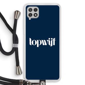 CaseCompany Topwijf Navy: Samsung Galaxy A22 4G Transparant Hoesje met koord