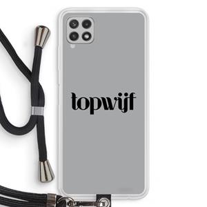 CaseCompany Topwijf Grijs Zwart: Samsung Galaxy A22 4G Transparant Hoesje met koord