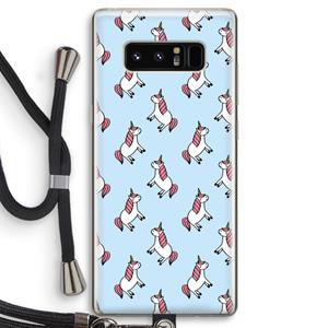 CaseCompany Eenhoorns overal: Samsung Galaxy Note 8 Transparant Hoesje met koord