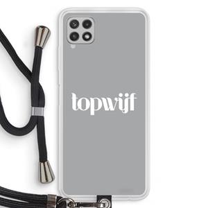 CaseCompany Topwijf Grijs Wit: Samsung Galaxy A22 4G Transparant Hoesje met koord