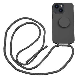 Hoyde Høyde - 2 in 1 Socket houder en Necklace Backcover hoes - iPhone 13 - Zwart