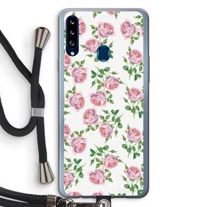 CaseCompany Kleine roosjes: Samsung Galaxy A20s Transparant Hoesje met koord