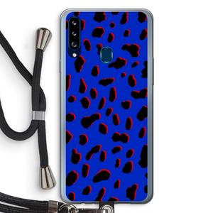 CaseCompany Blue Leopard: Samsung Galaxy A20s Transparant Hoesje met koord