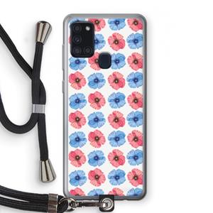 CaseCompany Klaproosjes: Samsung Galaxy A21s Transparant Hoesje met koord
