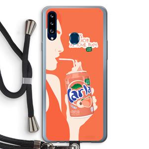 CaseCompany Peach please!: Samsung Galaxy A20s Transparant Hoesje met koord