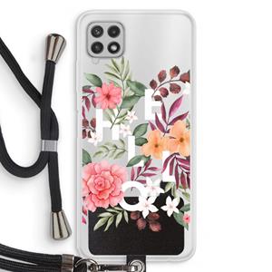 CaseCompany Hello in flowers: Samsung Galaxy A22 4G Transparant Hoesje met koord