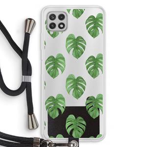 CaseCompany Monstera leaves: Samsung Galaxy A22 4G Transparant Hoesje met koord
