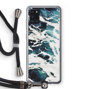 CaseCompany Golven: Samsung Galaxy A21s Transparant Hoesje met koord