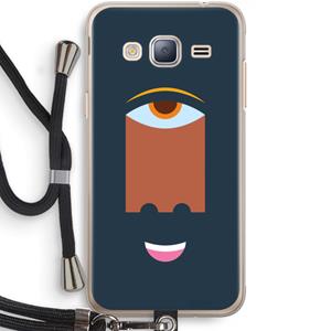 CaseCompany Mono M: Samsung Galaxy J3 (2016) Transparant Hoesje met koord