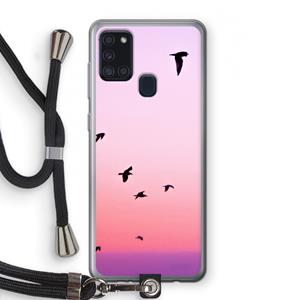 CaseCompany Fly away: Samsung Galaxy A21s Transparant Hoesje met koord