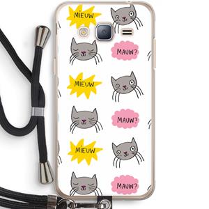 CaseCompany Meow: Samsung Galaxy J3 (2016) Transparant Hoesje met koord