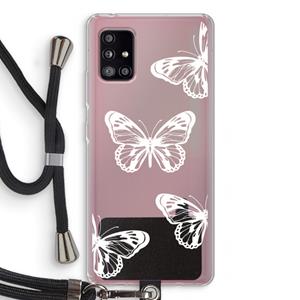 CaseCompany White butterfly: Samsung Galaxy A51 5G Transparant Hoesje met koord
