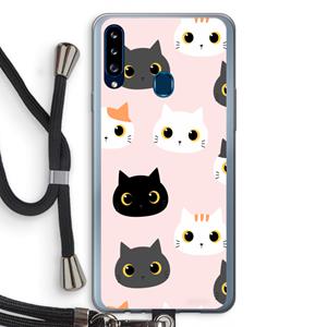 CaseCompany Katten: Samsung Galaxy A20s Transparant Hoesje met koord