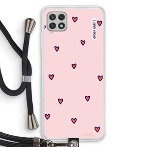 CaseCompany Hartjes: Samsung Galaxy A22 4G Transparant Hoesje met koord