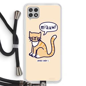 CaseCompany Miauw: Samsung Galaxy A22 4G Transparant Hoesje met koord