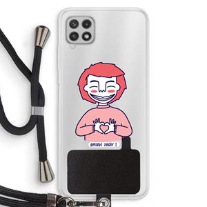 CaseCompany Hartje: Samsung Galaxy A22 4G Transparant Hoesje met koord