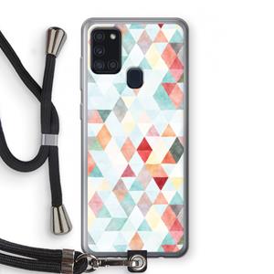 CaseCompany Gekleurde driehoekjes pastel: Samsung Galaxy A21s Transparant Hoesje met koord