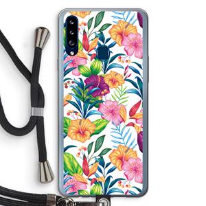 CaseCompany Tropisch 2: Samsung Galaxy A20s Transparant Hoesje met koord