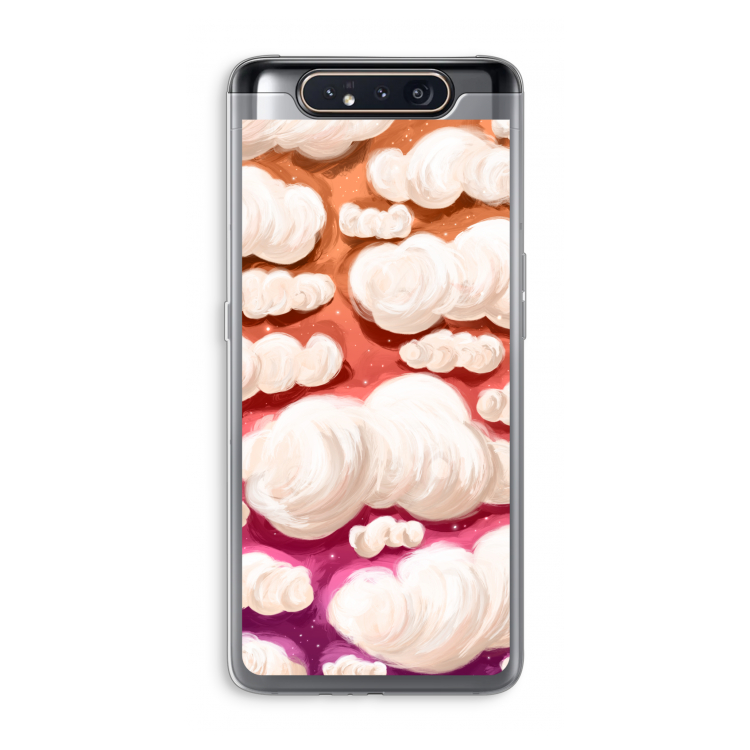 CaseCompany Katoen Wolken: Samsung Galaxy A80 Transparant Hoesje