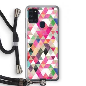 CaseCompany Gekleurde driehoekjes: Samsung Galaxy A21s Transparant Hoesje met koord