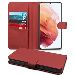 Hoyde Høyde - Vegan lederen bookcase hoes - 100% Biologisch Afbreekbaar - Samsung Galaxy S21 Plus - Rood