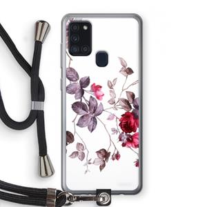 CaseCompany Mooie bloemen: Samsung Galaxy A21s Transparant Hoesje met koord