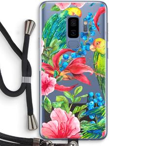 CaseCompany Papegaaien: Samsung Galaxy S9 Plus Transparant Hoesje met koord