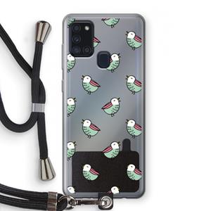 CaseCompany Vogeltjes: Samsung Galaxy A21s Transparant Hoesje met koord