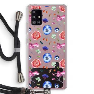 CaseCompany Bloemetjes: Samsung Galaxy A51 5G Transparant Hoesje met koord