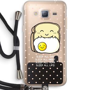 CaseCompany Sleep All Day: Samsung Galaxy J3 (2016) Transparant Hoesje met koord