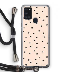 CaseCompany Kleine kattenkopjes: Samsung Galaxy A21s Transparant Hoesje met koord