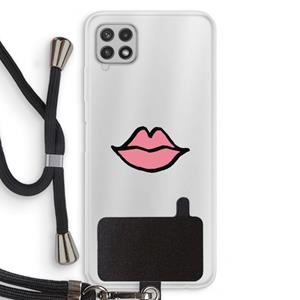 CaseCompany Kusje: Samsung Galaxy A22 4G Transparant Hoesje met koord