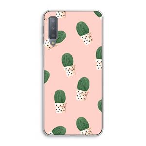 CaseCompany Cactusprint roze: Samsung Galaxy A7 (2018) Transparant Hoesje