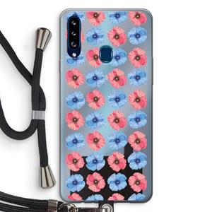 CaseCompany Klaproosjes: Samsung Galaxy A20s Transparant Hoesje met koord