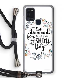 CaseCompany Diamonds: Samsung Galaxy A21s Transparant Hoesje met koord
