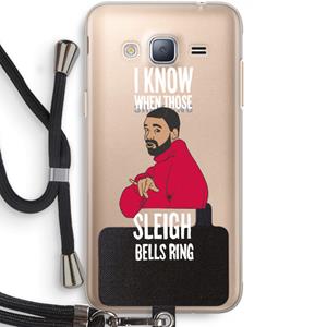 CaseCompany Sleigh Bells Ring: Samsung Galaxy J3 (2016) Transparant Hoesje met koord