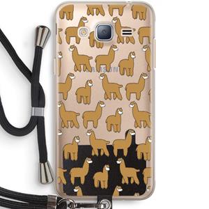 CaseCompany Alpacas: Samsung Galaxy J3 (2016) Transparant Hoesje met koord