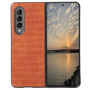 Lunso Samsung Galaxy Z Fold4 - Croco patroon cover hoes - Licht bruin