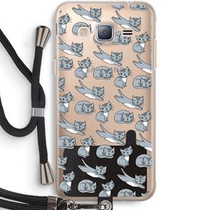 CaseCompany Poezen: Samsung Galaxy J3 (2016) Transparant Hoesje met koord
