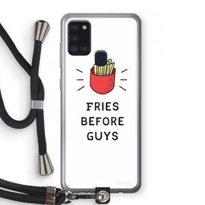 CaseCompany Fries before guys: Samsung Galaxy A21s Transparant Hoesje met koord