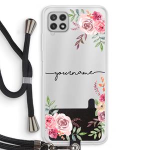 CaseCompany Rozen: Samsung Galaxy A22 4G Transparant Hoesje met koord