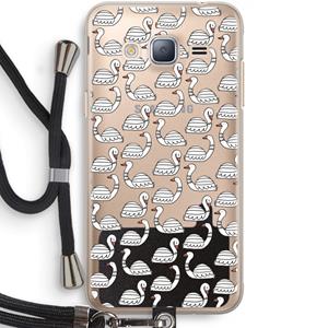 CaseCompany Zwanen: Samsung Galaxy J3 (2016) Transparant Hoesje met koord