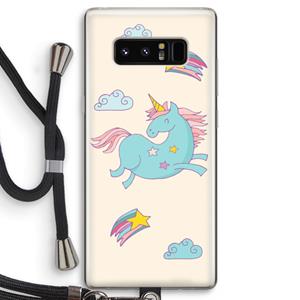 CaseCompany Vliegende eenhoorn: Samsung Galaxy Note 8 Transparant Hoesje met koord