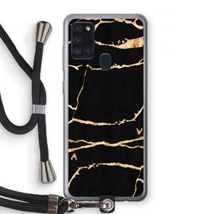 CaseCompany Gouden marmer: Samsung Galaxy A21s Transparant Hoesje met koord