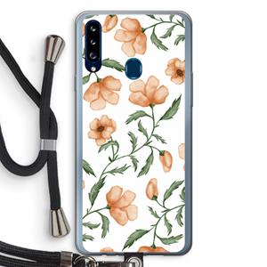 CaseCompany Peachy flowers: Samsung Galaxy A20s Transparant Hoesje met koord